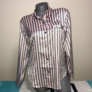 Victoria Secret Satin Afterhours PJ Pajama Sleep Shirt Button Up Top Sz Small.